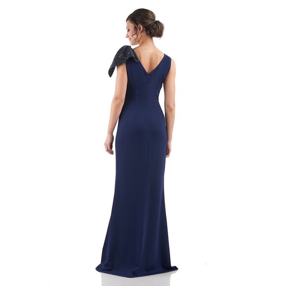 JS Collection Kennedy Draped Mermaid Maxi Dress Gown Navy NWT Sequins Sz 6 - Picture 9 of 16